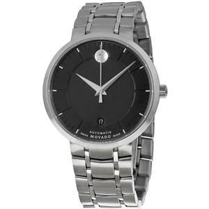 MOVADO MEN'S STEEL BRACELET & CASE AUTOMATIC BLACK DIAL ANALOG WATCH 0606914