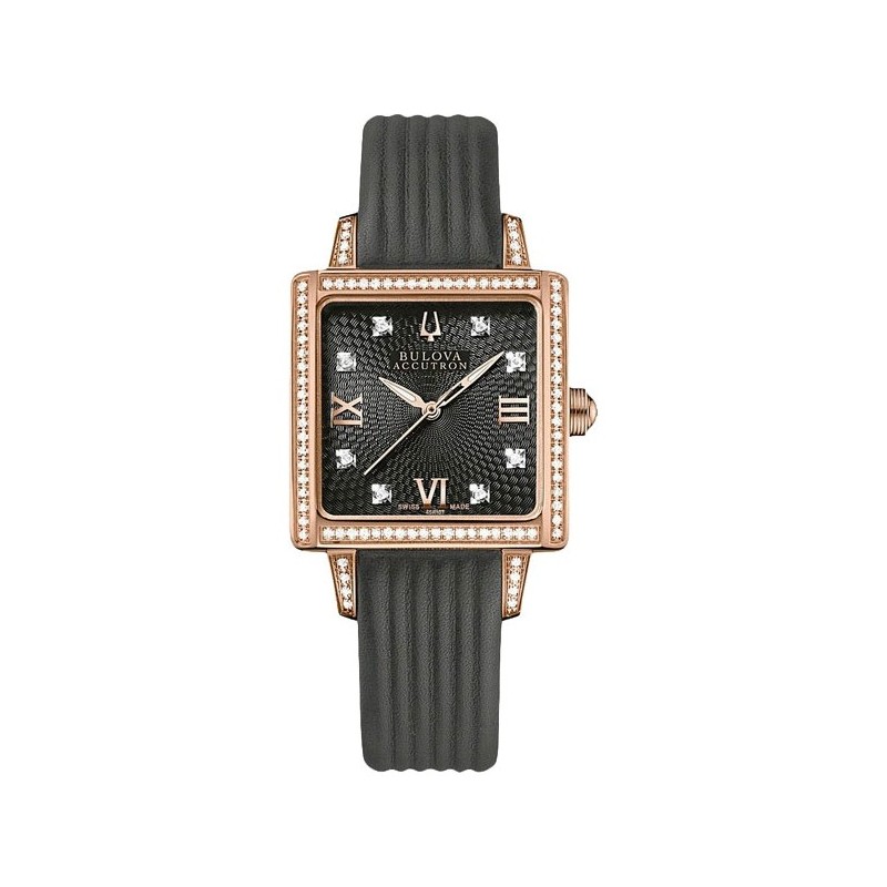 Orologio da polso donna BULOVA 63R107 cinturino in pelle con inserti in diamanti