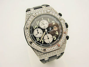 Audemars Piguet Royal Oak Offshore Chronograph Stainless Watch 12cts Diamonds