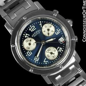 HERMES Ladies Clipper Chronograph Quartz Watch - Stainless Steel