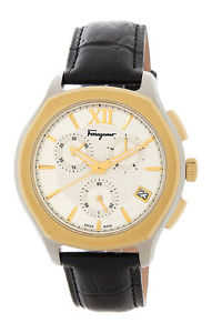 Salvatore Ferragamo Men's Lungarno Chrono Gold Leather Bracelet