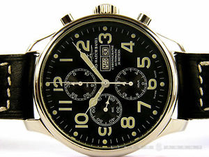 ZENO-WATCH BASEL Crono Stahl schwarz AUT Ref. Z8557-P-TVDD-A1. NEU!