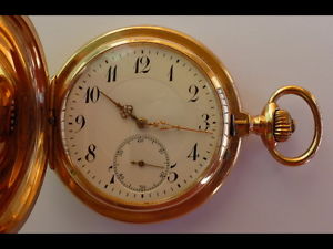 Taschenuhr Glocken Union 14ct. 3 Deckel Gold mit Glasboden / pocket watch