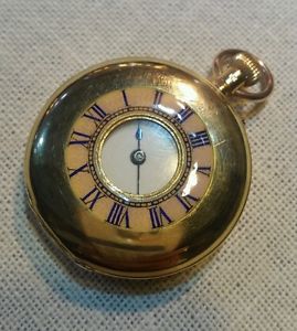 Antique 1890's Barraud & Lunds 18k Gold Half Hunter Case Key Less Pocket Watch