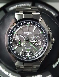 Citizen Eco-Drive Watch Satellite Grey Dial Titanium Bracelet CC1084-63E 32524