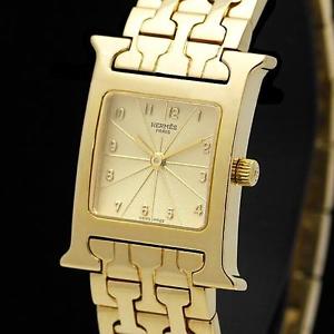 HERMES H Watch Ladies 18K Yellow Gold Quartz