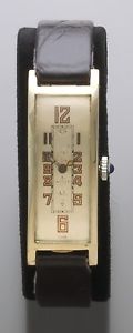 Rare Extra-Long White-Gold Rectangular Case Swiss Watch Vintage from the 1930s