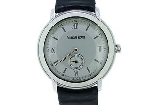 Mens Audemars Piguet Jule Audemars 18k White Gold Watch W/ Skeleton Back