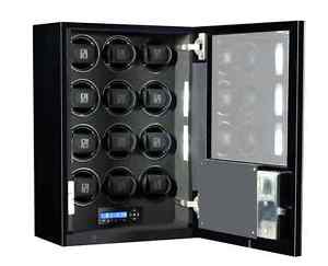 12 Watch Winder Mirrored Spy Glass / Black - The Addiction 12 by Paul Design