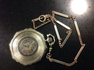 Super Rare Spiderweb Case 14 Kt Gold Waltham Pocket Watch Art Deco FOB
