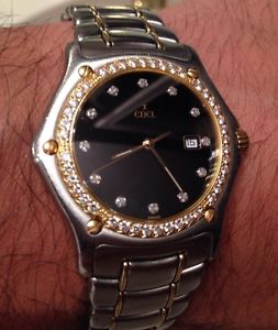 Ebel 1911 Mens Diamond Bezel And Dial 18k Gold And Stainless