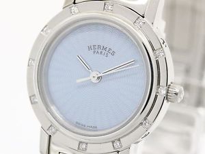 【Polished】HERMES Clipper Diamond Blue MOP Dial Ladies Watch CL4.230 (BF076980)