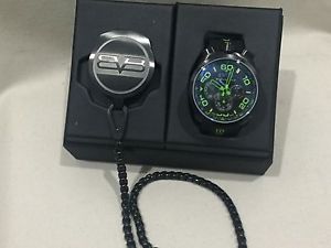BRAND NEW AUTHENTIC BOMBERG BOLT 68 QUARTZ CHRONO GREEN BLACK RUBBER STRAP WATCH