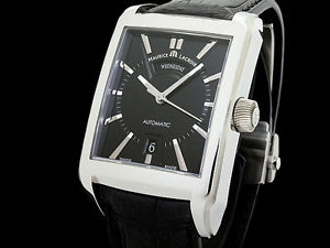 Auth MauriceLacroix Pontus Rectangular Day Date SS Auto Men's Watch(M 27.2.12)