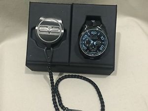 BRAND NEW AUTHENTIC BOMBERG BOLT 68 QUARTZ CHRONO BLUE BLACK RUBBER STRAP WATCH