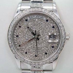 Men's 14K White Gold ~ President Style Day-Date ~ DIAMOND DIAL, BEZEL & BAND