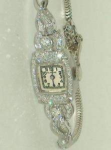 Glycine Vintage Platinum Diamond Accented Swiss Dress Watch For Women - Serviced