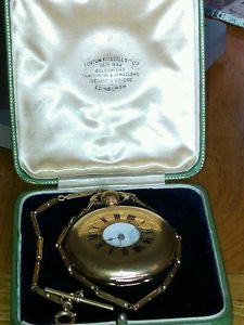 18ct gold half hunter pocket watch and chain