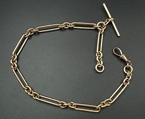 Antique 9k Solid Rose Gold Albert Watch Chain 33.2g 375 L.M. 11.5