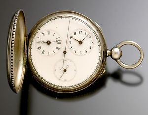 Captains Pocket Watch 17-Size .800 Fine Silver Key-Wind/Key-Set Two Time Zone