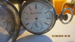 Elgin Pocket Watch Hunting Case Solid Silver,Duber Coin 1886 Setting Lever #306