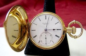 RARE JULES JURGENSEN COPENHAGEN 18K GOLD POCKET WATCH 12535 FULL HUNTER CASE