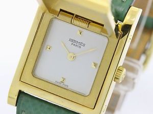 HERMES Medor Gold Plated Leather Quartz Ladies Watch (BF083855)
