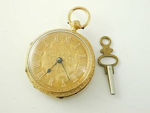 Fob watch ladies antique 18 carat gold dated 1880 mechanical movement stunning