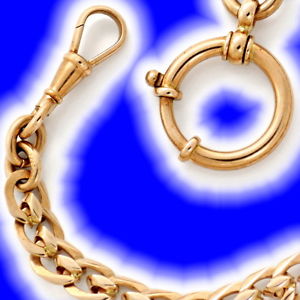 Original antike Taschen-Uhren-Kette im Verlauf, Rotgold - JUWELENMARKT DE, K2599