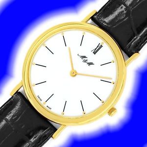 MundM Herrenuhr massiv 18K Gold, Superflach, Neuzustand - JUWELENMARKT DE, U2478