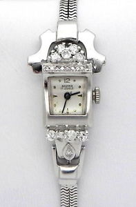 Antique 14K White Gold 1/2 Carat Diamond Nastrix Titus Ladies Watch 27 Grams