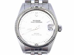 Auth Tudor Stainless Steel Prince Oysterdate Watch Silver/ White