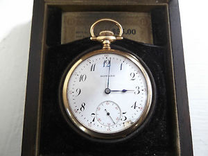ANTIQUE HOWARD WATCH Co 14k GOLD OPEN FACE POCKET WATCH c/w ORIGINAL BOX