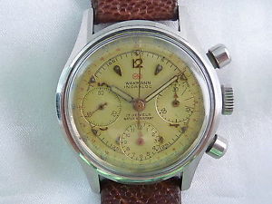 WAKMANN VALJOUX 72  CHRONOGRAPH MULTI SCALE ULTRA RARE MIDSIZE FACETED CASE 50's