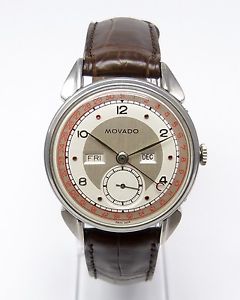 Movado Edelstahl Handaufzug Vollkalender Triple Date Calendograph Kal. 470