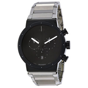Movado Synergy Chronograph Black Dial Stainless Steel Mens Watch 0606800