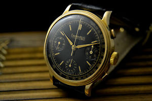 MENS EBERHARD PRE EXTRA-FORT VINTAGE CHRONOGRAPH WATCH UHR MONTRE 18K SOLID GOLD
