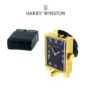 Vintage HARRY WINSTON 18K Solid Gold Purse Pocket Skeleton Watch, Crocodile Case