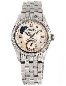 NEW Armand Nicolet Ladies M03 Moon Steel Automatic Diamond Watch 9151D-AN-M9150