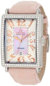 Gevril Women's 6208RL Glamour Automatic ETA 2892 DIAMOND Pink Leather Watch