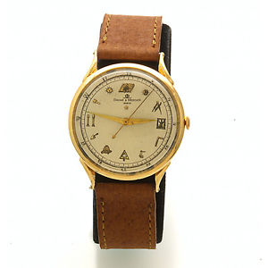 14K Gold Baume et Mercier Masonic Wrist Watch with Sweep Second CA1960s