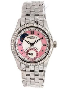 NEW Armand Nicolet Ladies M03 Moon Steel Automatic Diamond Watch 9151D-AS-M9150