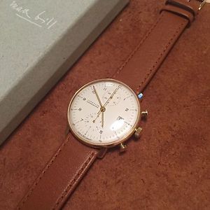 rare gold Junghans Max Bill Chronoscope  027/7800.00 40mm chronograph watch