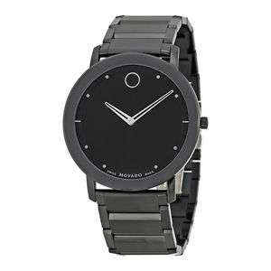 Movado Sapphire Black Dial Black PVD Stainless Steel Mens Watch 0606882