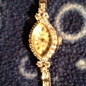 Ladies 14 Karat White Gold Hamilton Watch With Elliptical Face