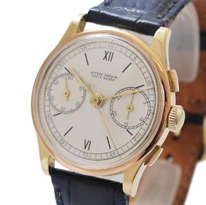 ORIGINAL Swiss ULYSSE NARDIN CHRONOGRAPH 18K Solid Gold RARE VINTAGE Gents Watch