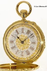 HOCHFEINE GLASHÜTTER SAVONNETTE IM FLORAL DEKORIERTEN 18Kt GOLD-GEHÄUSE