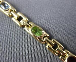 ESTATE WIDE 5.0CT AAA OVAL MULTI GEM 14KT YELLOW GOLD SQUARE LINK BRACELET 22711