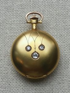 1905 Gallet Electa 14kt Yellow Gold Diamond Hunter Chronograph Pocket Watch