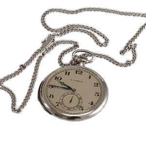 Vintage E. Gubelin Open Face 46mm Platinum Pocket Watch